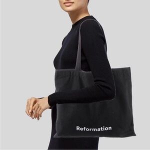 Reformation black cotton tote bag . New